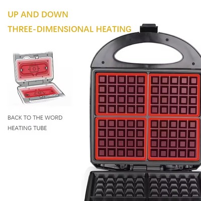 Custom Automatic 4 Slices Belgian Waffle Iron Bubble Breakfast Waffle Maker For Individual