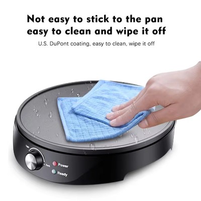 Hot Adjustable Temperature Control 12" Griddle Home Automatic Portable Pancake Pan Crepe Maker With